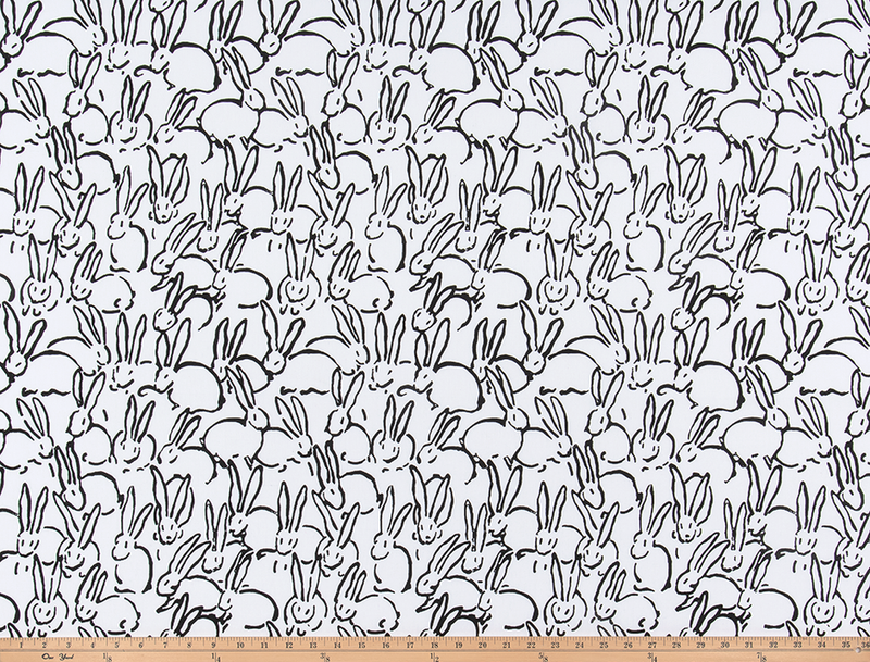 Bunny Black 7oz Cotton Fabric By Premier Prints