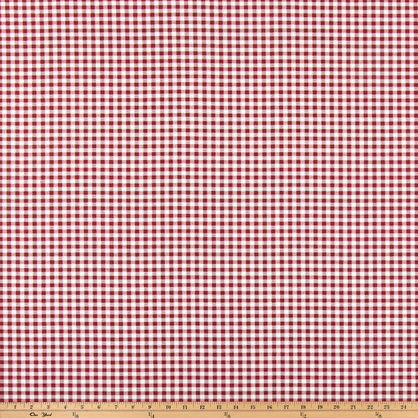 Gingham Pompeian Red 7oz Cotton Fabric By Premier Prints