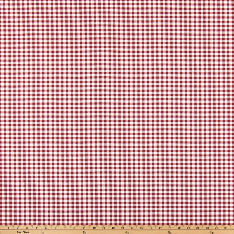 Gingham Pompeian Red 7oz Cotton Fabric By Premier Prints