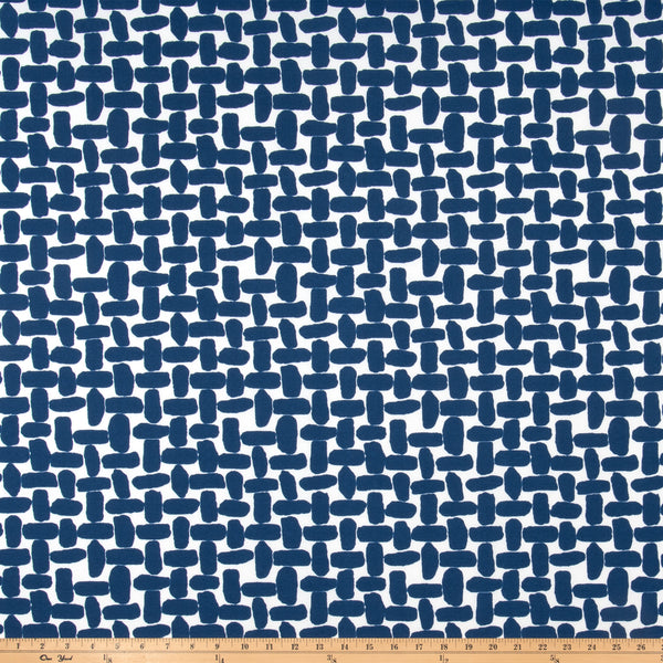 Outdoor Fabric - Farley Courtyard Navy Polyester Fabric By Premier Prints