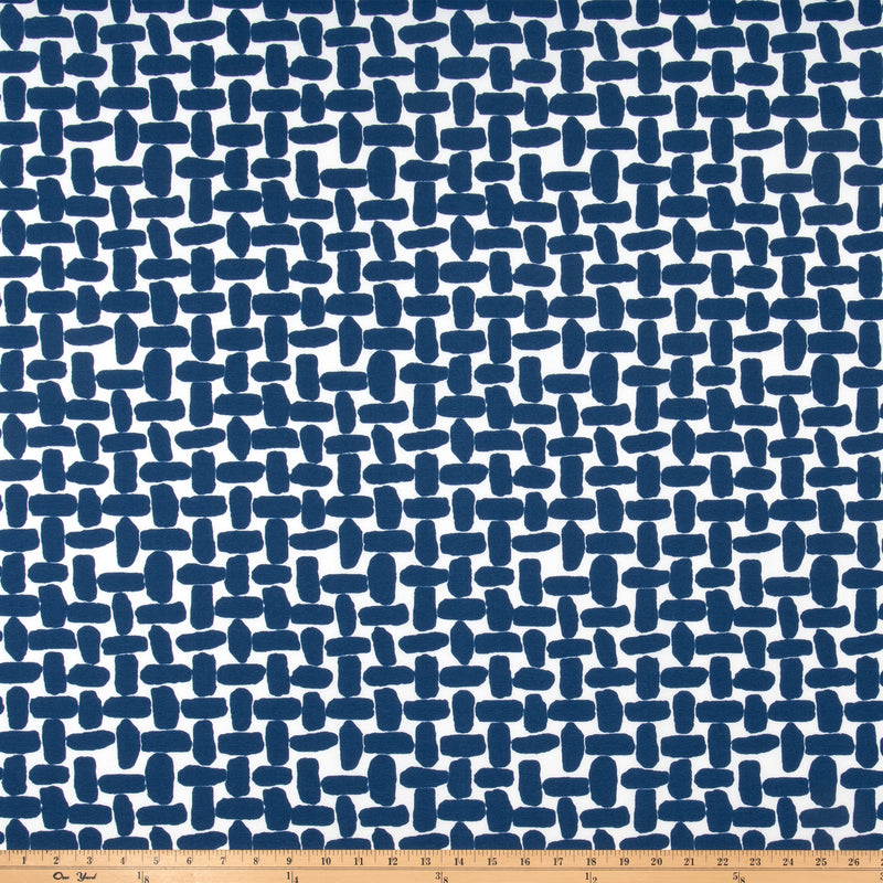 Outdoor Fabric - Farley Courtyard Navy Polyester Fabric By Premier Prints