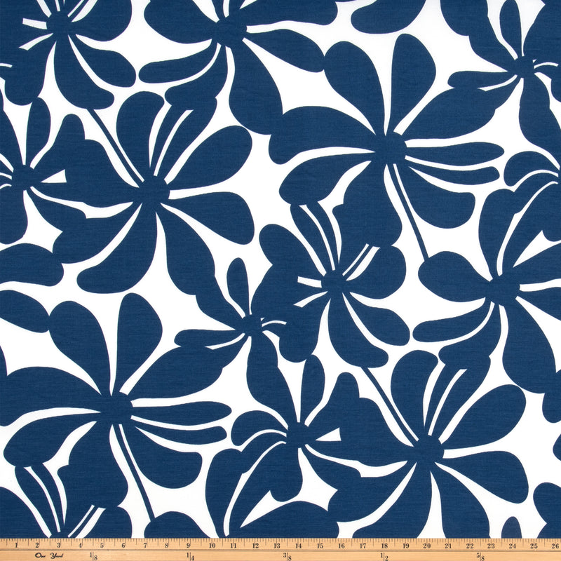 Outdoor Fabric - Twirly Courtyard Navy Polyester Fabric By Premier Prints