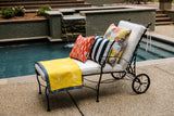 picture of outdoor flower bloom fabric sitting on lounge chair next to pool