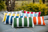 outdoor fabric on striped pillows all colors