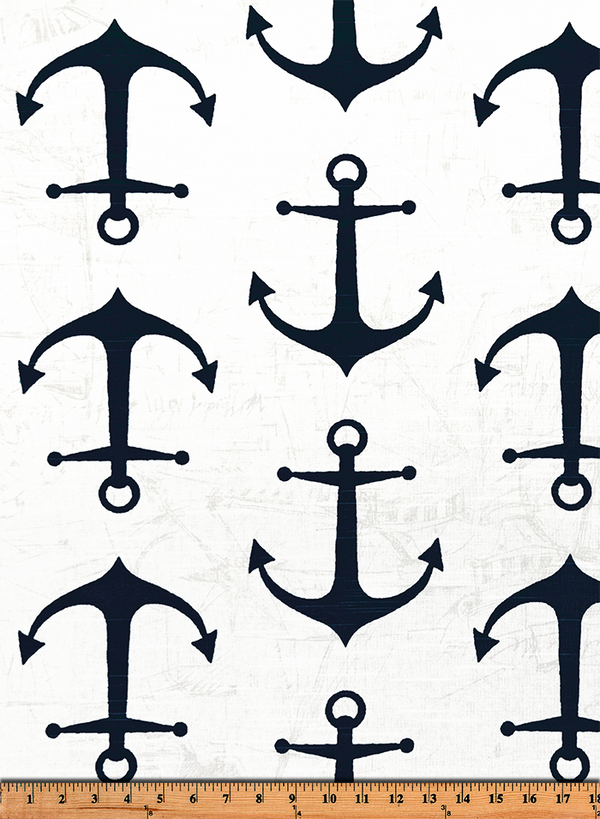 Anchors Premier Navy Slub Fabric By Premier Prints
