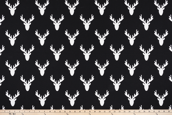black deer head with antlers fabric 