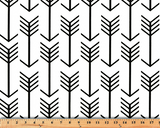 White and Black Printed Fabric with Repeating Arrow Native Indian Pattern