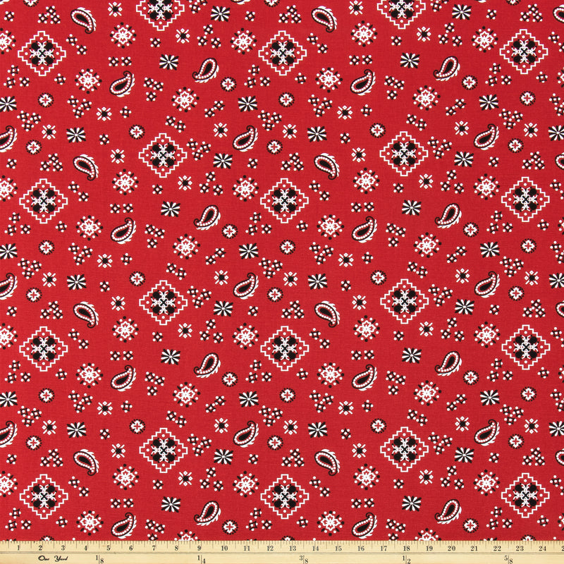 Bandana Red/Black Fabric By Premier Prints