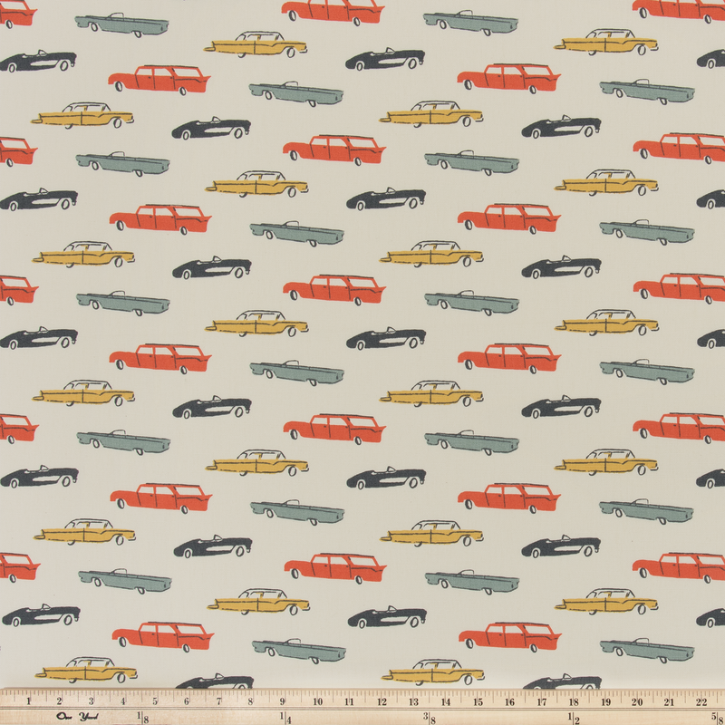 retro cars fabric by premier prints