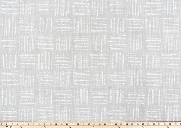 Photo of grey fabric with a square geometric pattern