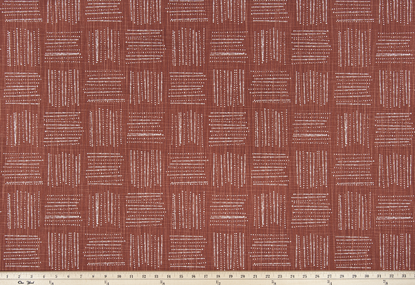 Photo of brown fabric with a square geometric pattern