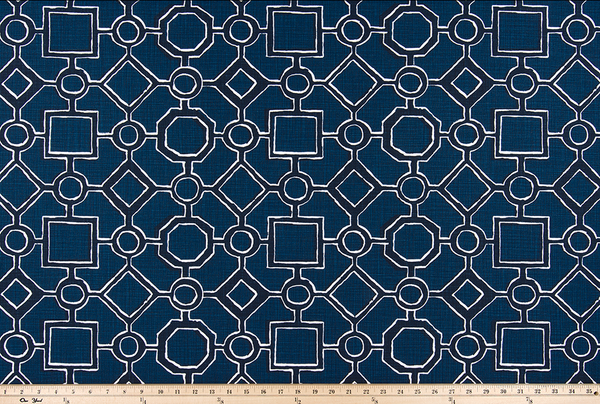 picture of blue, black, and white Brazilian pattern inspired fabric