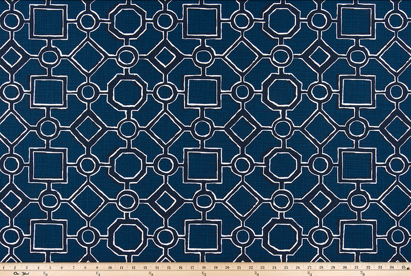 picture of blue, black, and white Brazilian pattern inspired fabric