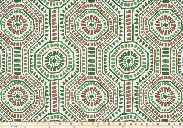 picture of repeating tribal Indian octagon repeating pattern on flax fabric