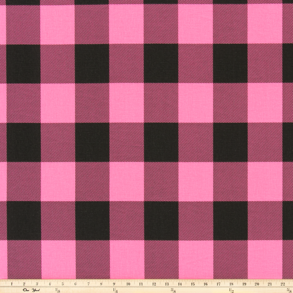 Buffalo Check Polish Pink/Black Fabric By Premier Prints