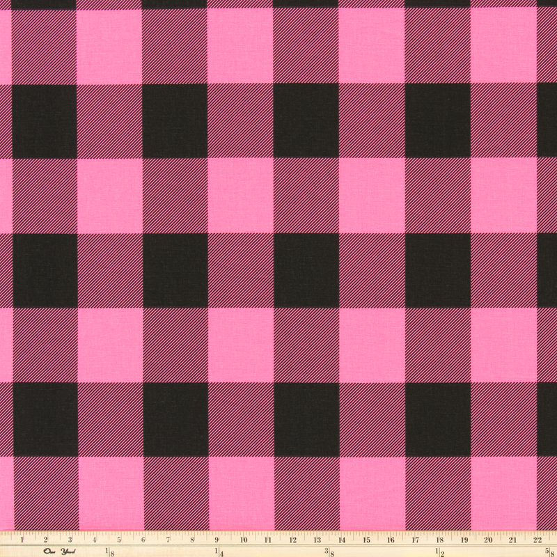 Buffalo Check Polish Pink/Black Fabric By Premier Prints