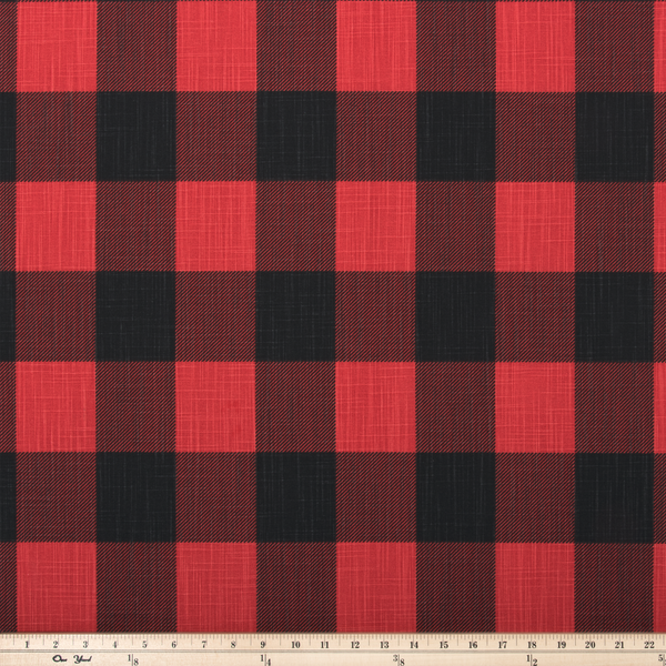 Buffalo Check Red/Black Slub Canvas Fabric By Premier Prints