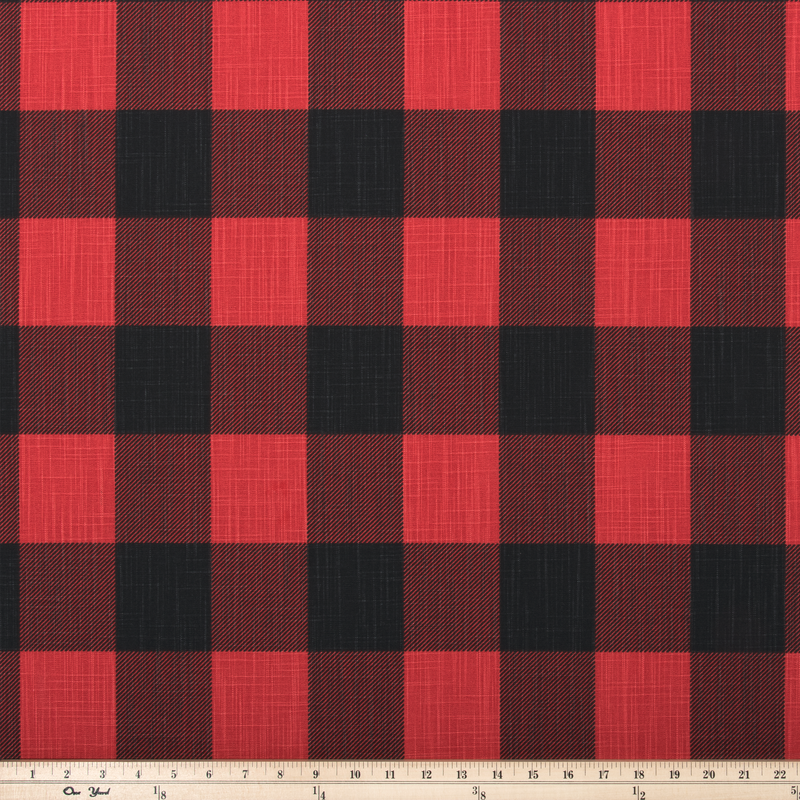 Buffalo Check Red/Black Slub Canvas Fabric By Premier Prints