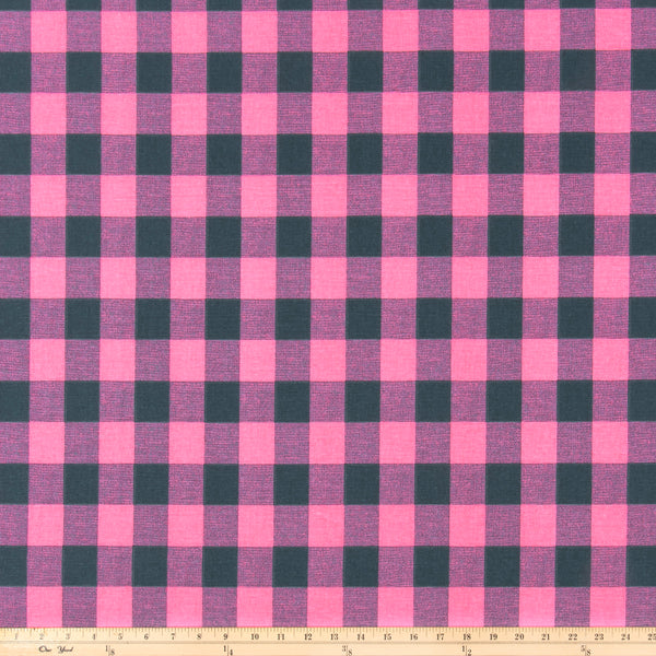 Buffalo Plaid Polish Pink/Deep Navy Fabric By Premier Prints