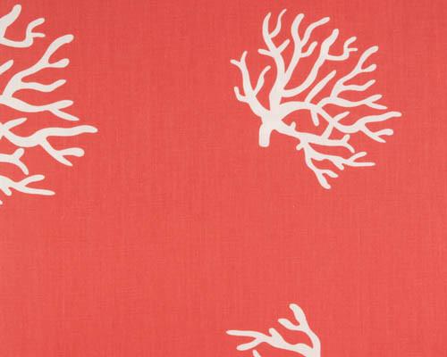 Coral Coral/White Fabric By Premier Prints
