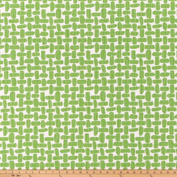 Farley Courtyard Green Slub Linen White Fabric By Premier Prints