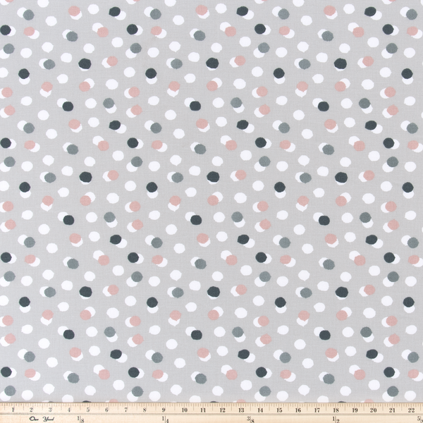 picture of grey neutral polka dot fabrics for kids room