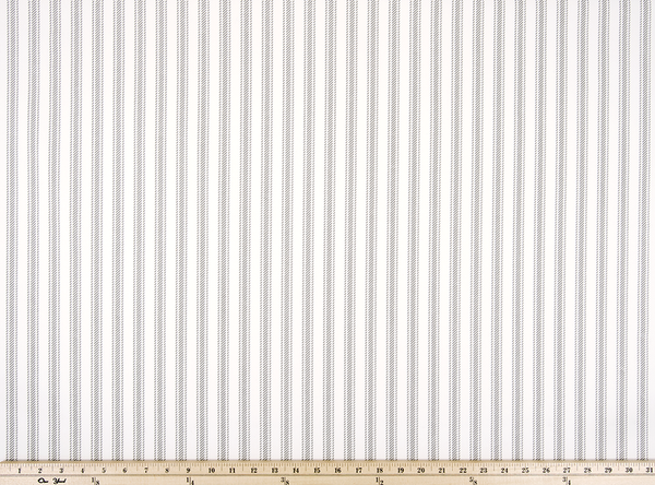 A closeup photo of a Grey Twill large Ticking Stripe Fabric