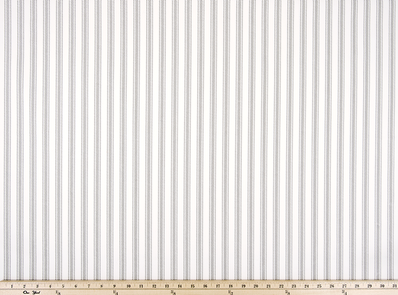 A closeup photo of a Grey Twill large Ticking Stripe Fabric