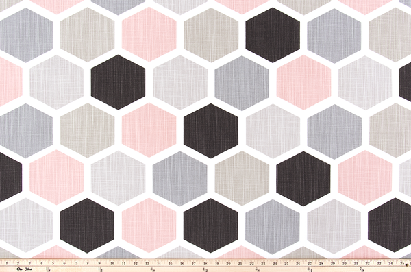 Hexagon Blush Slub Canvas Fabric By Premier Prints