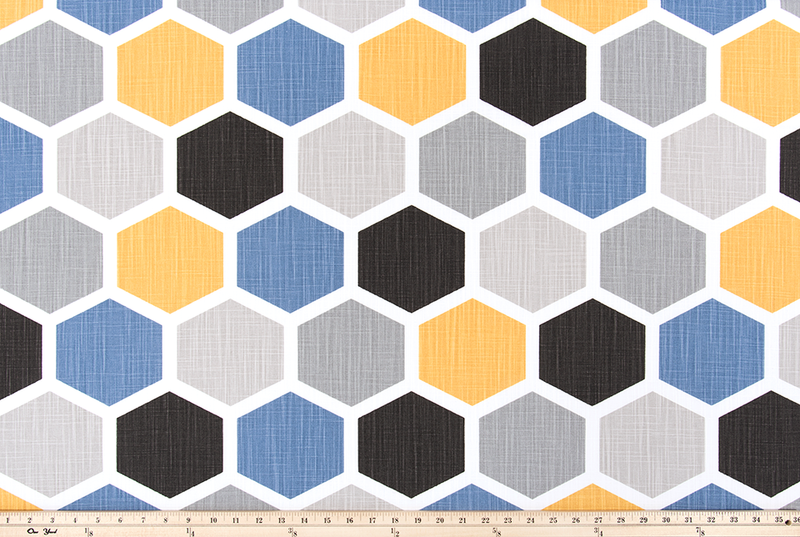 Hexagon Brazilian Yellow Slub Canvas Fabric By Premier Prints