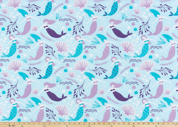 Mermaids Girly Blue Fabric By Premier Prints