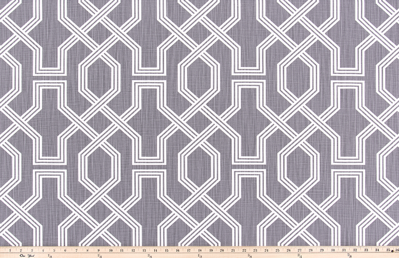 photo of lattice or trellis pattern on medium grey fabric