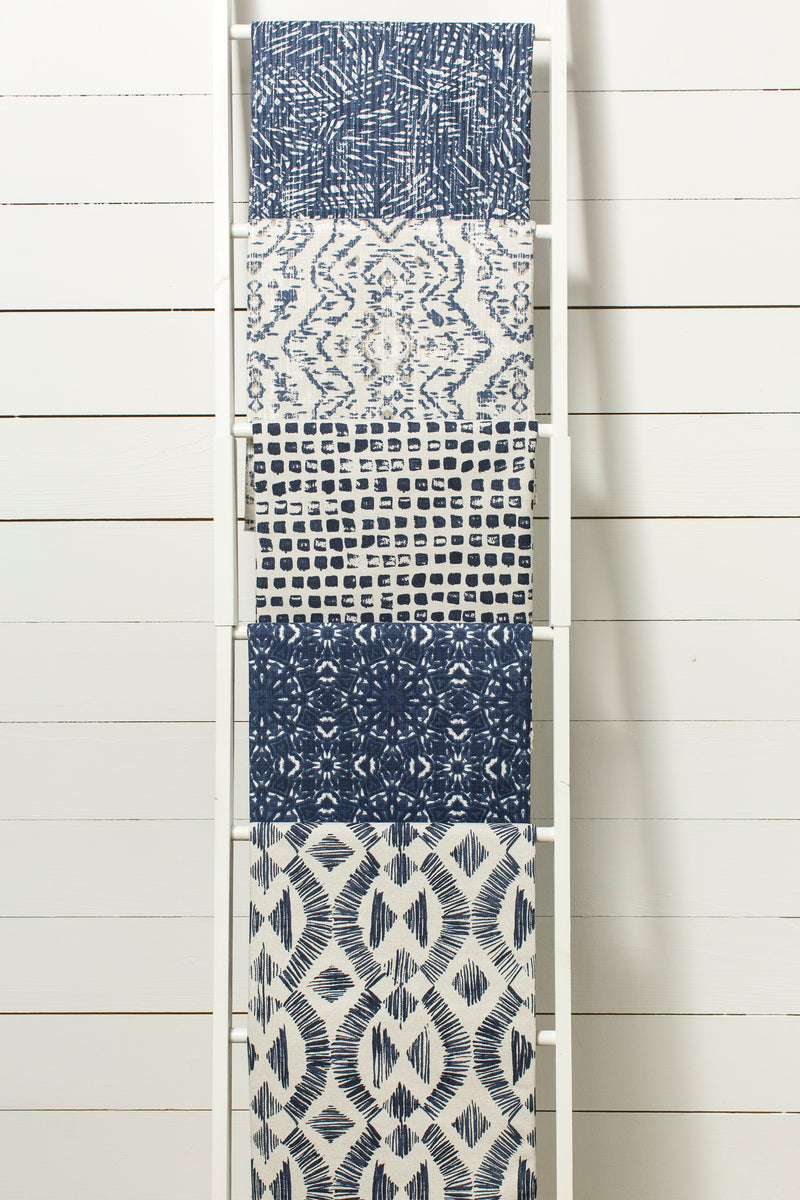 photo of blue and white modern fabrics native inspired