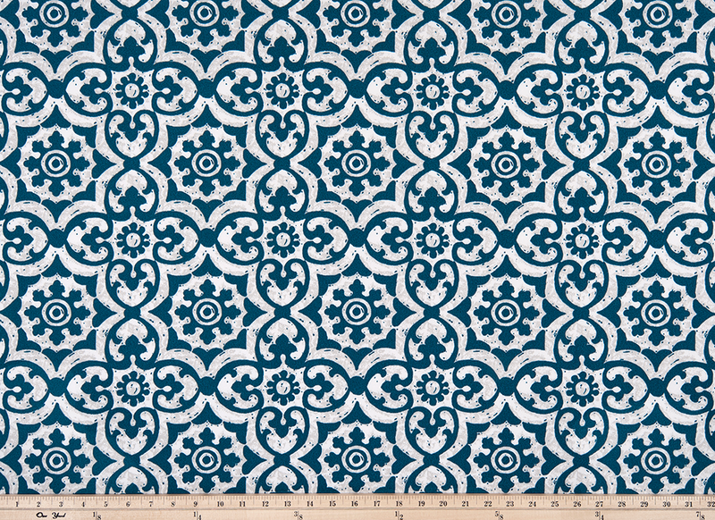 picture of greek inspired geometric lattice pattern outdoor fabric