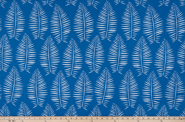 picture of repeating palm tree leaf tropical pattern printed on outdoor beach summertime fabric