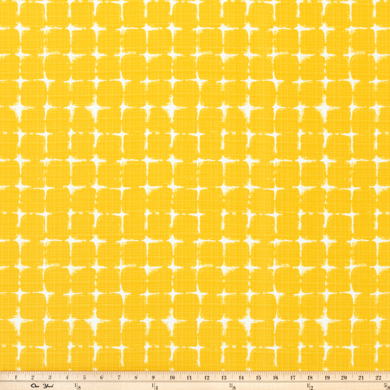 photo of yellow square pattern outdoor fabric