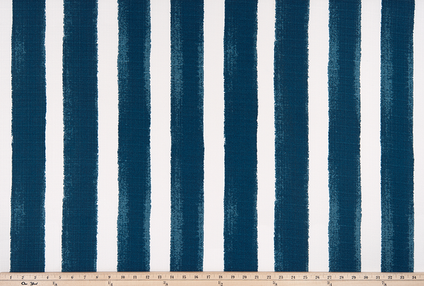 picture of a blue or navy striped outdoor fabric swatch