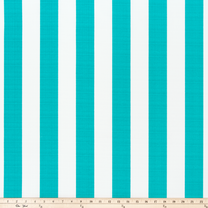 picture of teal turquoise stripes on white outdoor fabric