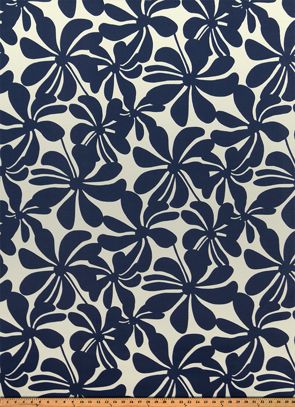 Outdoor Fabric - Twirly Deep Blue Polyester Fabric