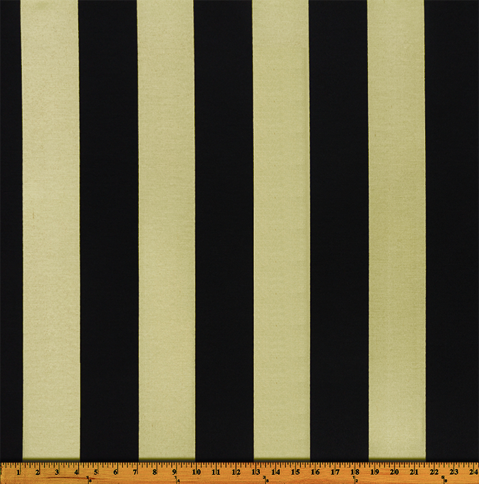 Photo of large black repeating classic stripe pattern printed on beige fabric