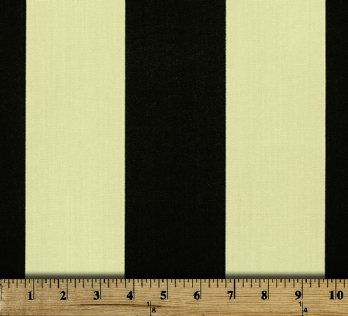 Photo of large black repeating classic stripe pattern printed on white fabric