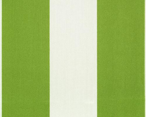 Photo of large green repeating classic stripe pattern printed on white fabric