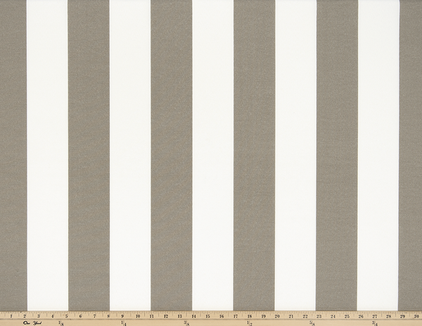 Photo of beige tan repeating classic stripe pattern printed on white fabric