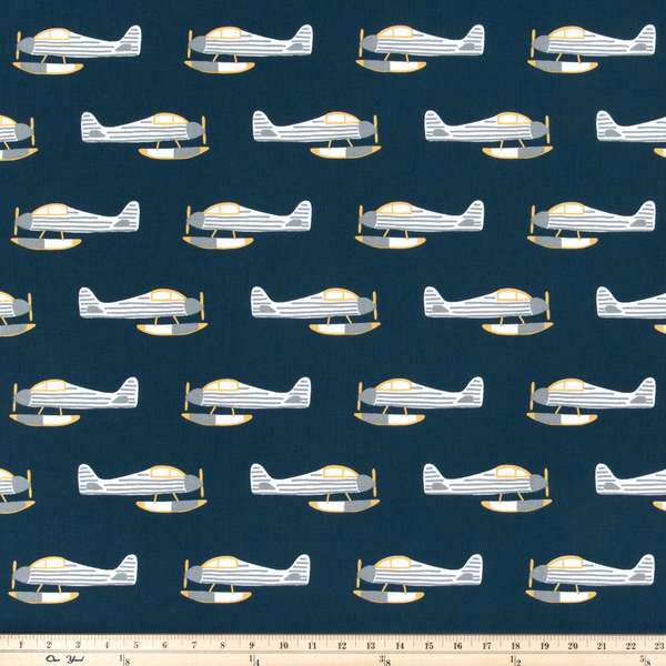 blue airplane fabric by premier prints 