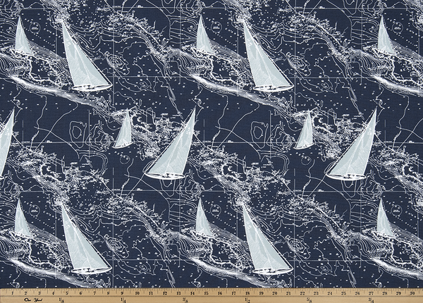 Sail Away Vintage Indigo Fabric By Premier Prints
