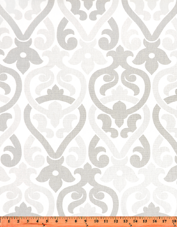 Grey and Light Grey Damask Elegant Printed Fabric
