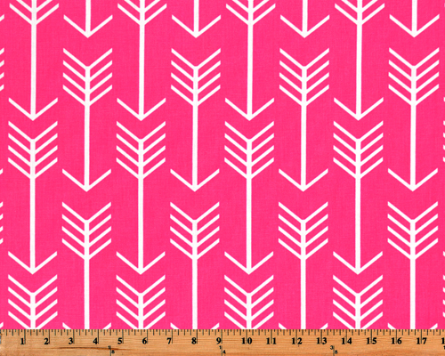 Bright Hot Pink Fabric with Repeating Arrow Native Indian Pattern