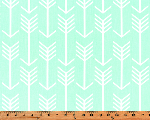 Light Mint Green Printed Fabric with Repeating Arrow Native Indian Pattern