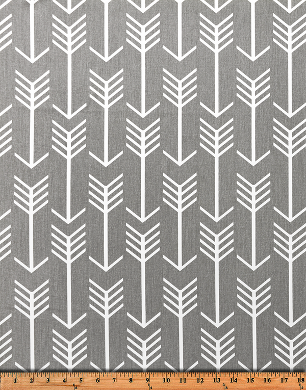 Picture of Medium Grey Printed Fabric with Repeating Arrow Native Indian Pattern