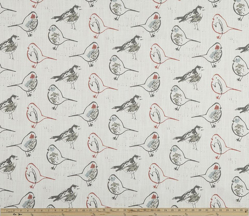 picture of small birds printed on white fabric